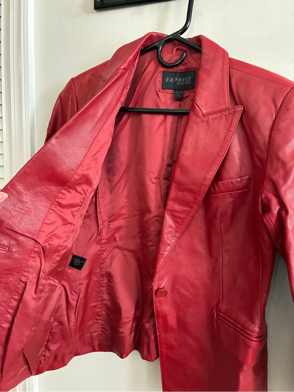Vintage Express Women’s Red Leather Blazer Jacket - Picture 3 of 5